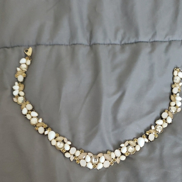 New York & Company Gold and White Cluster Necklace - Picture 3 of 4